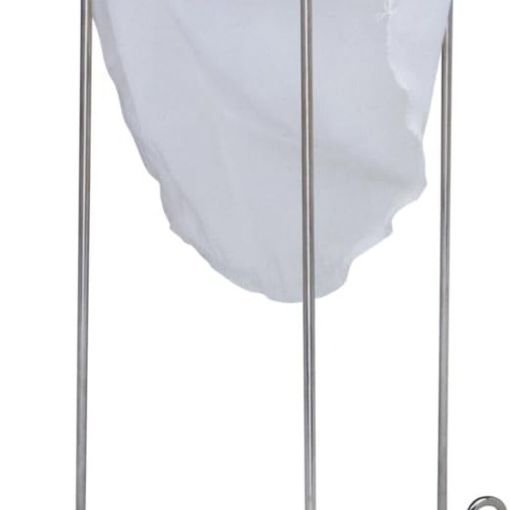 White & Silver Strainer Stand, 12in/30.5cm high and 6.5in/16.5cm